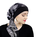Chapeau turban en satin imprimé pour femme, extensible, à larges bords, tendance, pré-noué, enveloppant, décontracté, style pirate