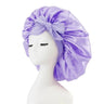 Bonnet de nuit en satin pour femme, large bande solide, extensible, avec nœud, bonnet soyeux, bonnet de nuit, soins capillaires, couvre-tête de douche