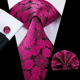 Hi-Tie 100% soie classique pour homme, cravate de mariage corail rose rouge pêche, pochette carrée, boutons de manchette, ensemble de cravates roses pour hommes, cravates cachemire unies