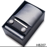 Cravate pour homme, tout nouveau style, cadeau de mariage, ensemble de pochettes, boîte à cravates, accessoires de costume noirs pour hommes