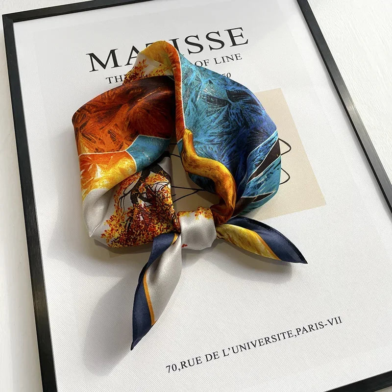 Foulard 100 % soie pour femme, carré, bandana, foulard, foulard, mûrier, mode printemps, luxe, haute qualité, bandeau, hijab, châles