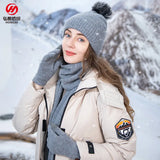 Ensemble bonnet, écharpe et gants chauds en laine de couleur unie, trois pièces pour hommes et femmes, automne-hiver, vent froid, boule de laine rembourrée, tricot doux