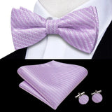 Hi-Tie Nœud papillon rayé noir et rouge pour homme, mouchoir, boutons de manchette, en soie pré-nouée, pour soirée d'affaires masculine, vente en gros