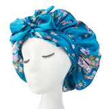 Bonnet en satin doux et soyeux pour femme, grand bonnet de nuit avec long ruban de satin, bandeau large et réglable
