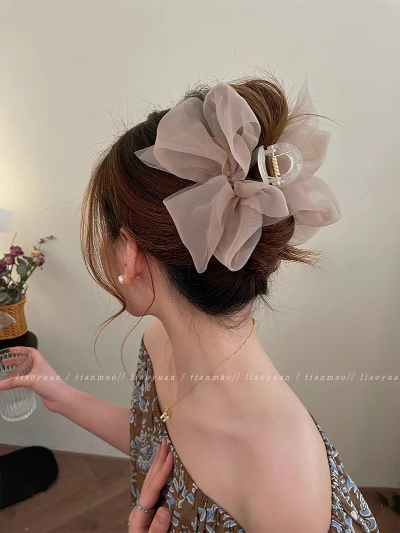 Pince à cheveux en maille pour femme, élégante, en forme de nœud, accessoire pour cheveux, cadeau idéal