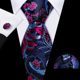 Cravate de mariage noire, dorée et rose pour homme, en soie florale, motif jacquard, pochette, boutons de manchette, pour soirée d'affaires, Barry.Wang