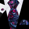 Cravate de mariage noire, dorée et rose pour homme, en soie florale, motif jacquard, pochette, boutons de manchette, pour soirée d'affaires, Barry.Wang