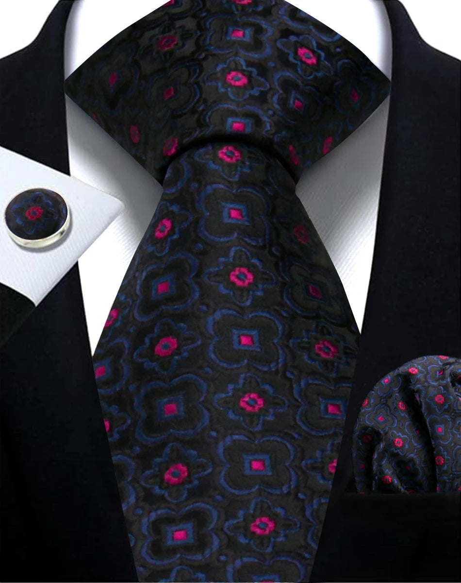 Cravate homme Paisley Jacquard tissé 8 cm formelle affaires mariage cravate poche carré ensemble costume cravate haute qualité fait main Gravata