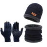 3pcs/Set Warm Plush Lined Knit Beanie, Scarf & Gloves Set, Winter Accessories