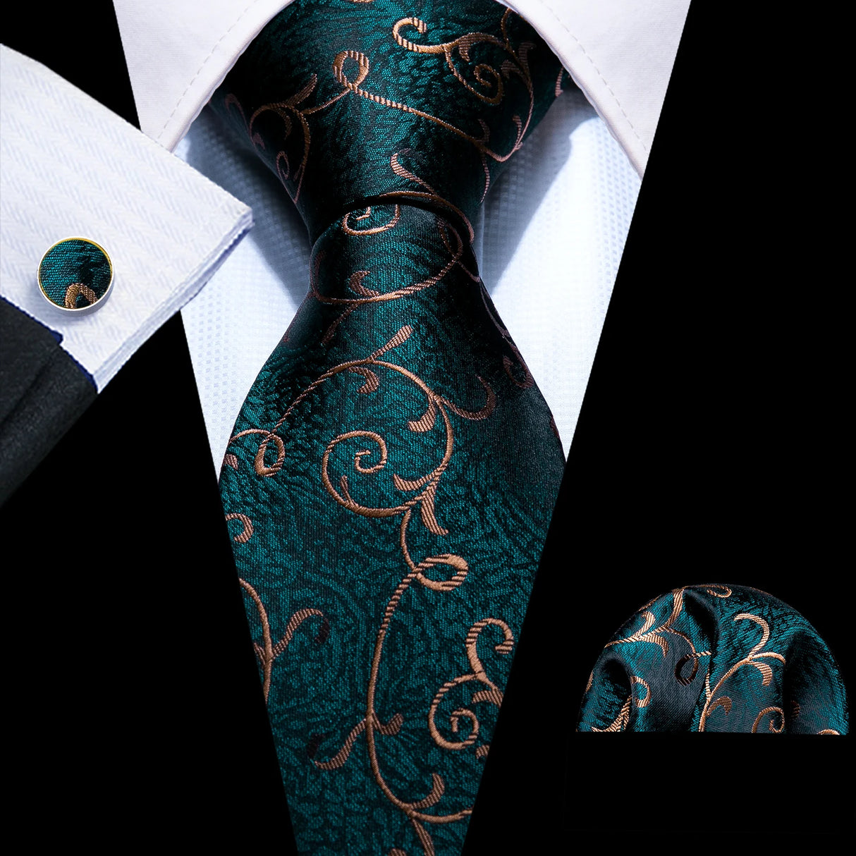 Cravate de luxe pour homme, ensemble de boutons de manchette et mouchoir en soie à rayures rouges, style business, Barry.Wang, accessoire tendance pour mariage, fête, décontracté