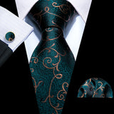 Cravate de luxe pour homme, ensemble de boutons de manchette et mouchoir en soie à rayures rouges, style business, Barry.Wang, accessoire tendance pour mariage, fête, décontracté