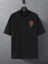 Red Roses Wrapped In Ribbons Printing Clothes Men Cotton Breathable Tee Clothes Oversized Casual Loose T-Shirts Short Sleeve