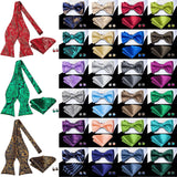Hi-Tie Ensemble nœud papillon en soie pour homme, mouchoir et boutons de manchette, bleu, rouge, or, noir, blanc, jacquard, nœud papillon, mariage, affaires