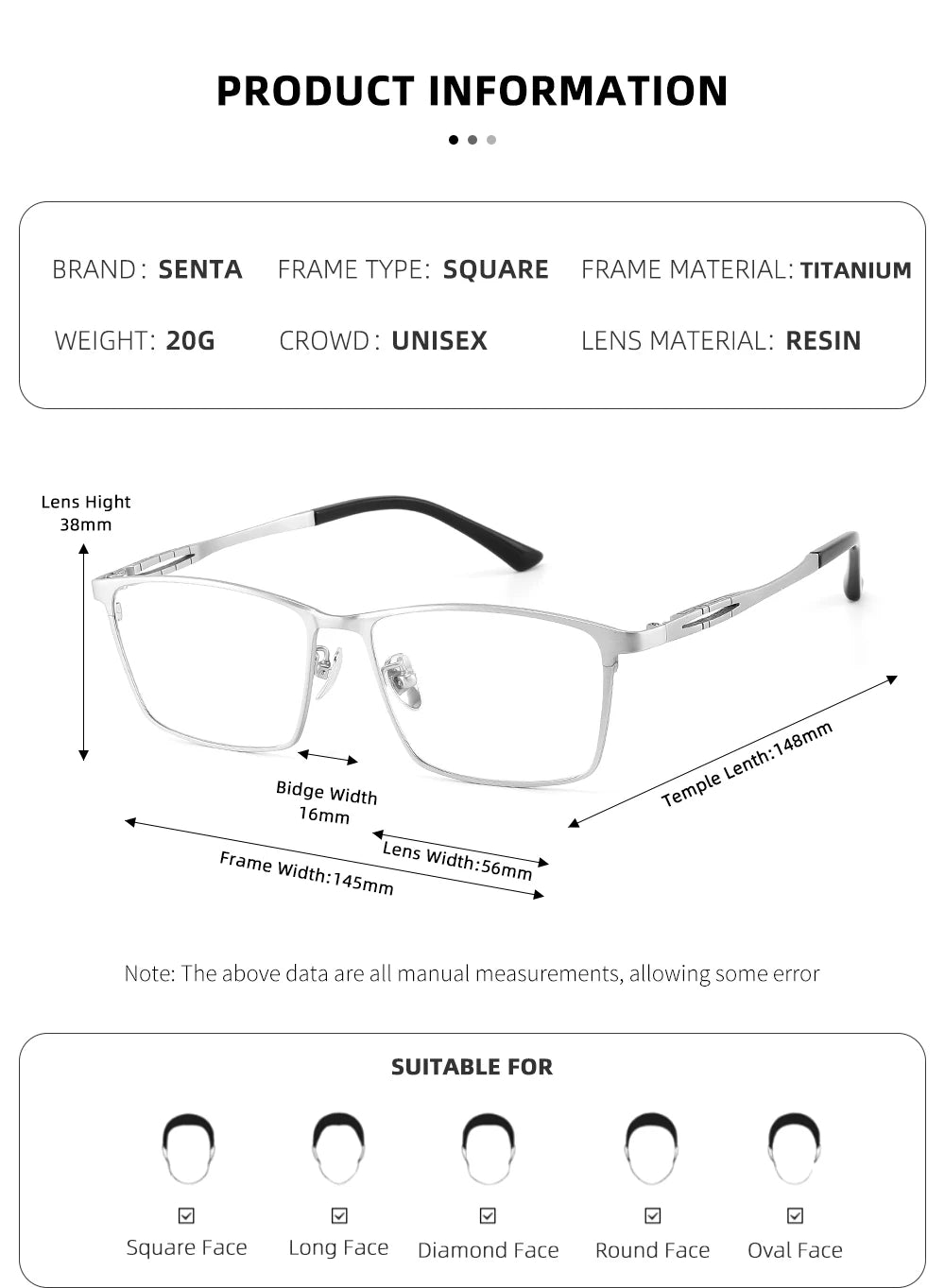 Pure Titanium Eyeglass frames Men Ultralight Square Men's Glasses Frames Business Decorative Eyewear Titanium Fake Eyepieces Men