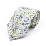 New Chic Floral Tie For Men Women 100% Cotton Beautiful Elegant Flower Necktie White Blue Narrow Skinny Wedding Casual Cravat