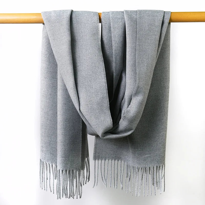Fashion Cashmere Womens Scarf Winter Thick Warm Solid Cape Wraps Female Bandana Pashmina Tassel Ladies Long Wrap Shawl Blanket