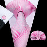 Hi-Tie 100% soie classique pour homme, cravate de mariage corail rose rouge pêche, pochette carrée, boutons de manchette, ensemble de cravates roses pour hommes, cravates cachemire unies
