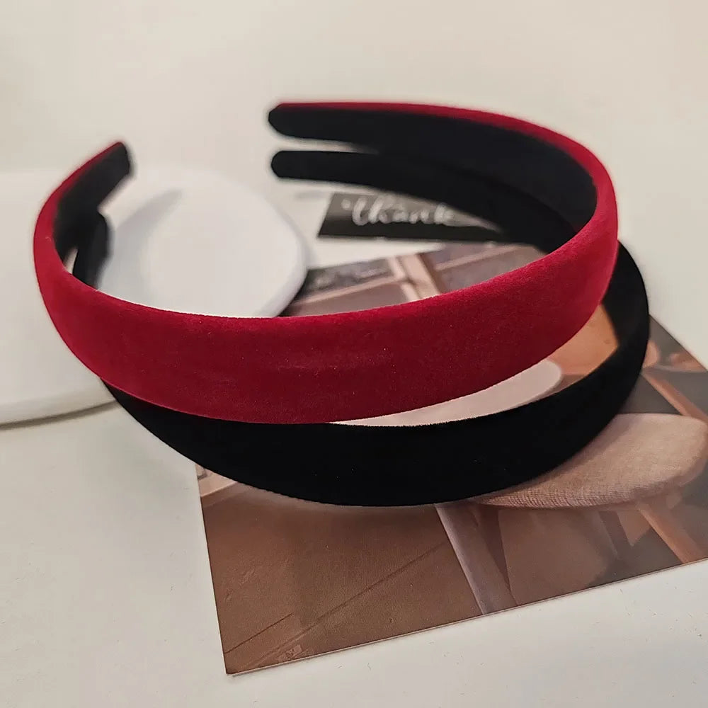2pc European and American Red Black Velvet Headband Women Girls Hair Bands Elegant Hairband for Holiday Party Hair Accessories