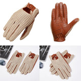 Autumn Winter Men's Wool Knitted Goatskin Touch Screen Gloves Locomotive mitten Car Driving Genuine Leather Motorcycle Gloves