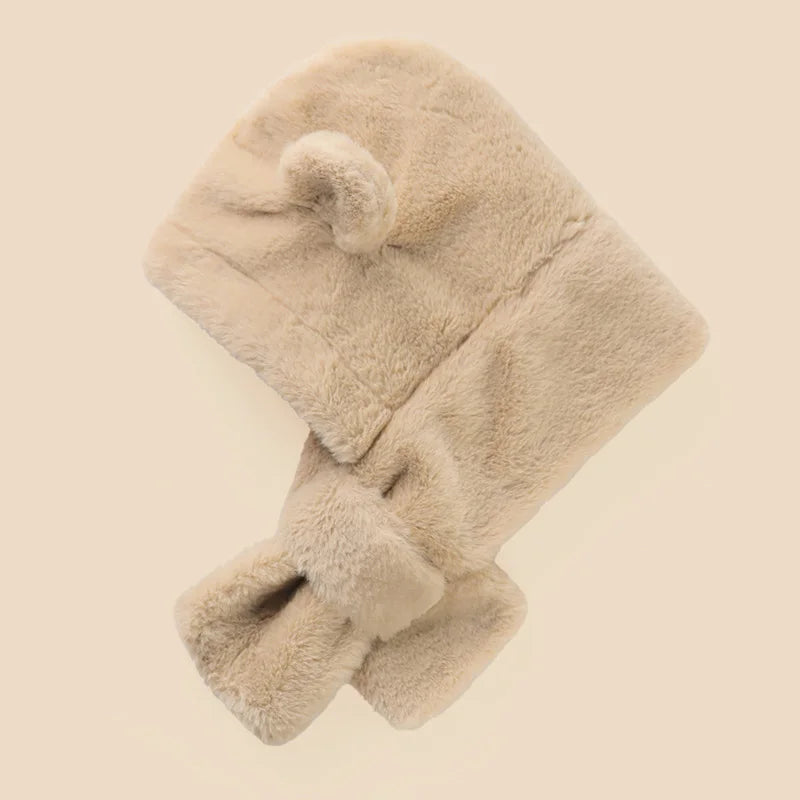 Bonnet d'hiver pour bébé, écharpe, une pièce, fausse fourrure, chapeau pour enfants, dessin animé, ours, chaud, cou, oreilles, bonnet coupe-vent pour garçons et filles, articles pour bébés