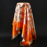 90*90cm Silk Scarf Women Print Hair Neck Square Office Ladies Shawl Bandanna Muslim Hijab Handkerchief Muffler Foulard female