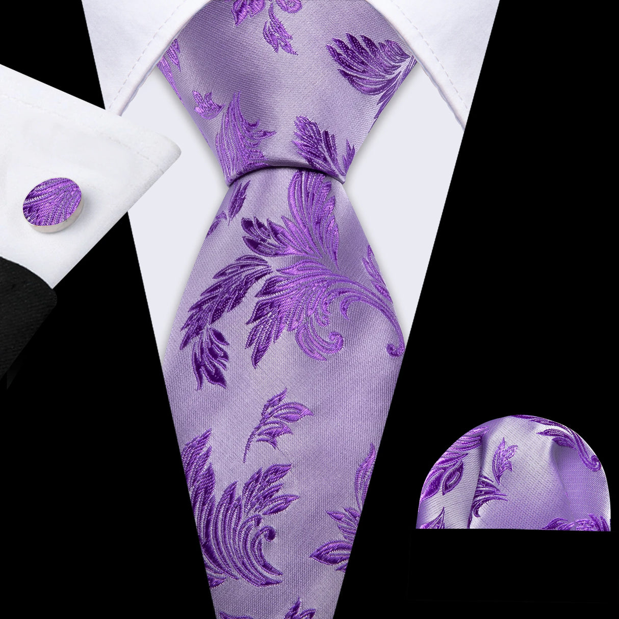 Cravate de mariage noire, dorée et rose pour homme, en soie florale, motif jacquard, pochette, boutons de manchette, pour soirée d'affaires, Barry.Wang