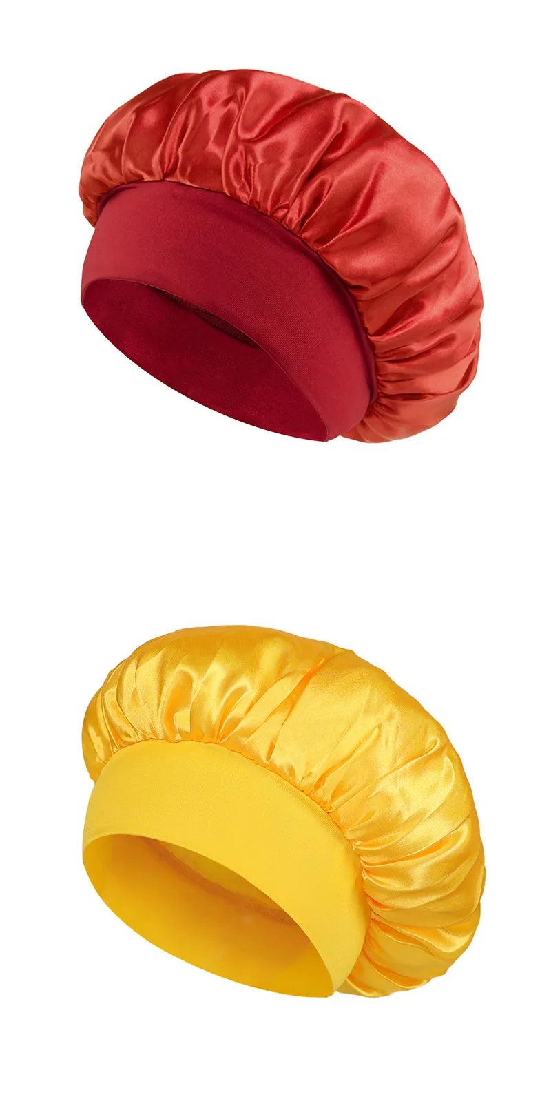 1pcs Unisex Satin Solid Wide-brimmed Sleeping Hat Elastic Band Cap Hair Care Bonnet Night Hat