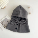 Winter Balaclava Hats For Men&Women Unisex Knitted Hooded Caps Outdoor Warmer Drawstring Hats One-Piece Neck Collar Beanies Cap