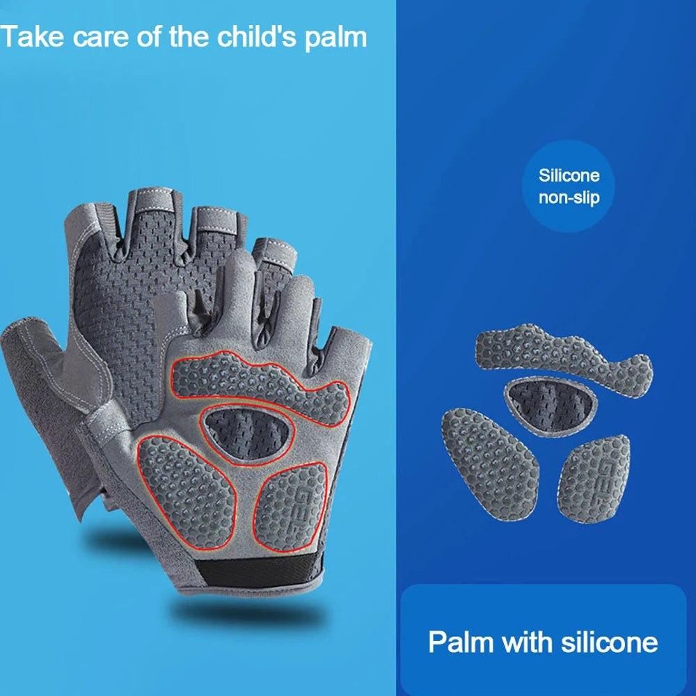 1 paire de gants demi-doigts pour enfants, gants de cyclisme pour garçons et filles, gants de pêche pour enfants, pour cyclisme, camping, pêche, sports de plein air