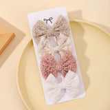 4Pcs/Set Lovely Cotton Bowknot Clips Safe Hairpins Girl Fresh Pastoral Hairclips Baby Hair Accessories Kids Print Hairgripe Gift