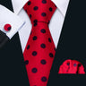 Barry.Wang Red Maroon Burgundy Rose Silk Men's Tie Pocket Square Cufflinks Set Jacquard Necktie for Male Wedding Business Party