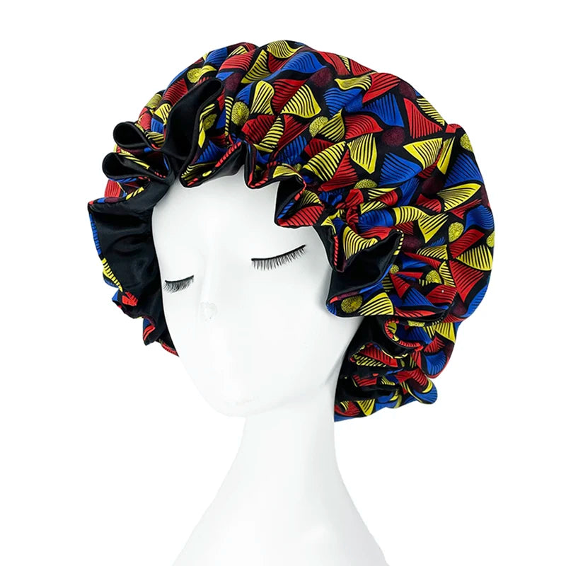 Bonnet de nuit double épaisseur en satin soyeux pour femme, grand bonnet réversible doublé de satin, couvre-chef pour la nuit, accessoires pour cheveux
