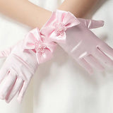 Mädchenhandschuhe mit Schleife, bezaubernde Party-Fäustlinge, Zeremonie, Kommunion, Kleid, Zubehör, Kinder, Oper, Abendparty