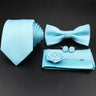 Hot Sale Red Blue Tie Set Polyester Slim Striped Necktie Bowtie Cufflink Brooch For Groom Suit Wedding Cravat Shirt Accessory