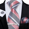 Ensemble cravate homme en soie à rayures roses, motif floral, motif cachemire uni, 8 cm, mouchoir, boutons de manchette, accessoires de mariage, de bal, cravate