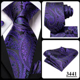 Hi-Tie – Cravate de mariage en soie violette unie à motif cachemire pour homme, ensemble de qualité avec boutons de manchette et mouchoir, cadeau tendance, livraison directe