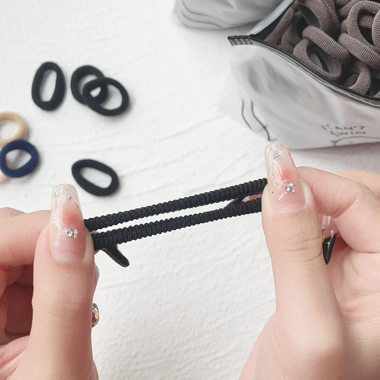 50PCS Colorful Basic Nylon Ealstic Hair Ties for Girls Ponytail Hold Scrunchie Rubber Band Kid Fashion Baby Hair Accessories