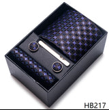 Cravate pour homme, tout nouveau style, cadeau de mariage, ensemble de pochettes, boîte à cravates, accessoires de costume noirs pour hommes