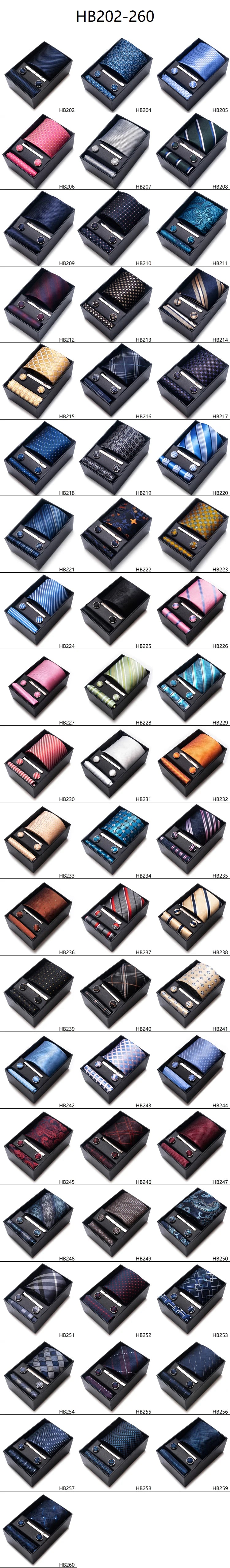 Cravate pour homme, tout nouveau style, cadeau de mariage, ensemble de pochettes, boîte à cravates, accessoires de costume noirs pour hommes