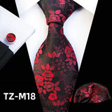 Ensemble de cravates en soie rose floral pour hommes, ensemble de cravates de fête de mariage, mouchoir, broche, boutons de manchette, accessoires pour hommes de haute qualité Gravata