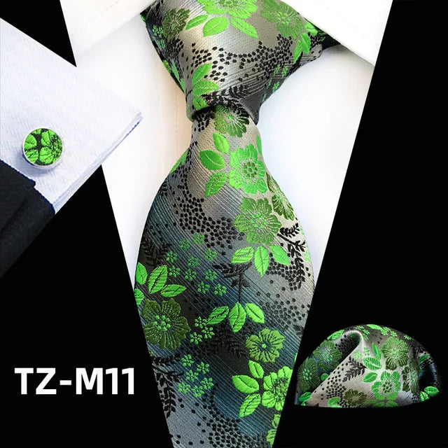 Ensemble de cravates en soie rose floral pour hommes, ensemble de cravates de fête de mariage, mouchoir, broche, boutons de manchette, accessoires pour hommes de haute qualité Gravata