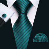 Cravate fantaisie en soie bleu sarcelle pour homme, marque de luxe solide, pochette, boutons de manchette, ensemble de cravates de haute qualité pour fête de mariage Barry.Wang
