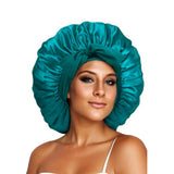 Bonnet de nuit en satin pour femme, large bande solide, extensible, avec nœud, bonnet soyeux, bonnet de nuit, soins capillaires, couvre-tête de douche