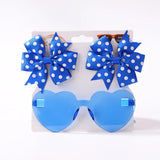 3Pcs/set Cute Solid Kids Dot Hairpin Colorful Heart Sun Glasses Set Girls Boutique Bowknot Hair Clips Children Hair Accessories