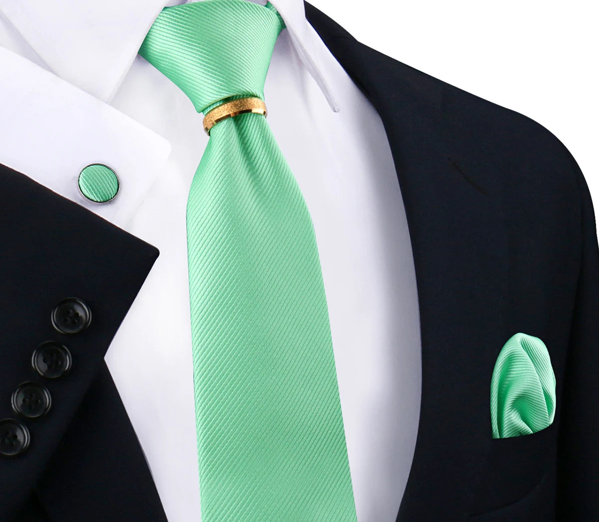 Ensemble de cravates en soie de luxe pour hommes, cravate, mouchoir, boutons de manchette avec anneau en métal doré, broche, costume, fête de mariage, accessoires pour hommes