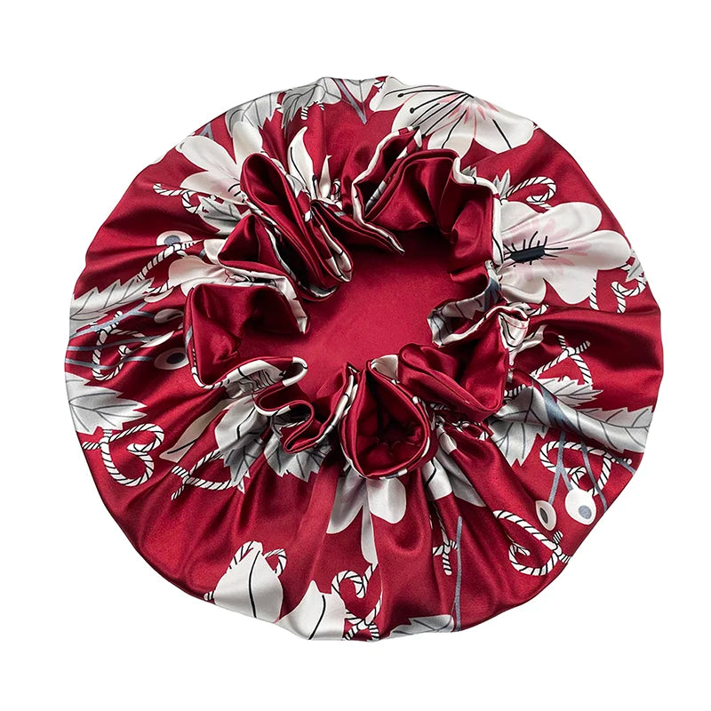 Bonnet de nuit double épaisseur en satin soyeux pour femme, grand bonnet réversible doublé de satin, couvre-chef pour la nuit, accessoires pour cheveux