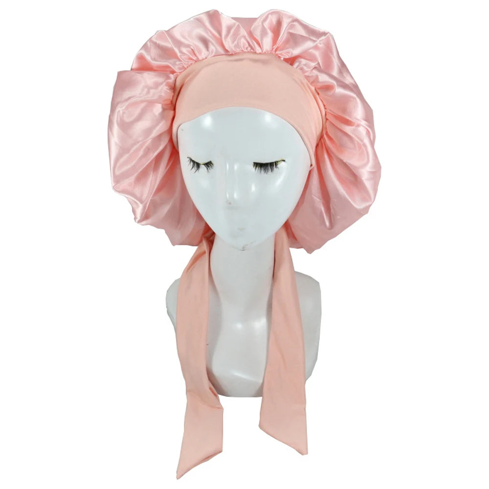 New Satin Hair Cap For Sleeping Invisible Flat Imitation Silk Round Haircare Women Headwear Ceremony Adjusting Button Night Hat