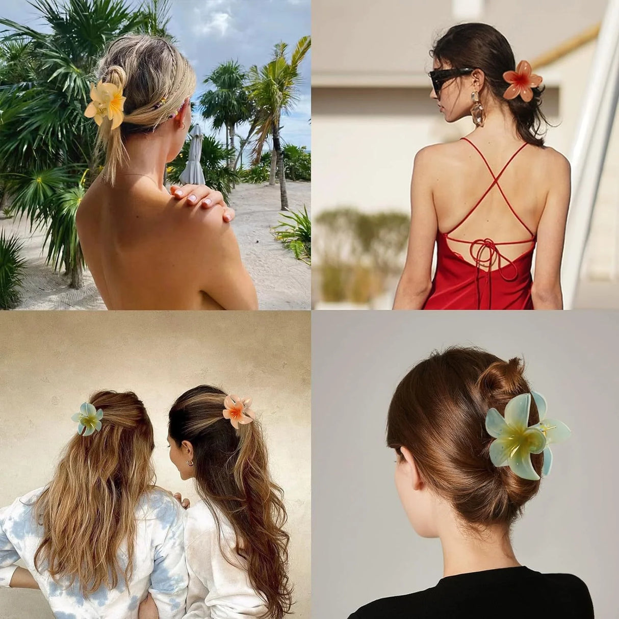 4pcs Fashion Versatile Sweet Department Small Fresh Sweet Gradient Lily Flower Grab Clip Simple Plate Hair Clip Hair Accessories