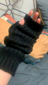 JK Lolita Cosplay Girls Fingerless Gloves Arm Warmers Goth Women Knitted Y2k Kawaii White Hand Work Gloves Ankle Wrist Sleeves