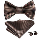 Hi-Tie Ensemble nœud papillon en soie pour homme, mouchoir et boutons de manchette, bleu, rouge, or, noir, blanc, jacquard, nœud papillon, mariage, affaires